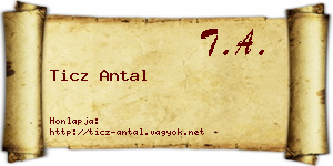 Ticz Antal névjegykártya